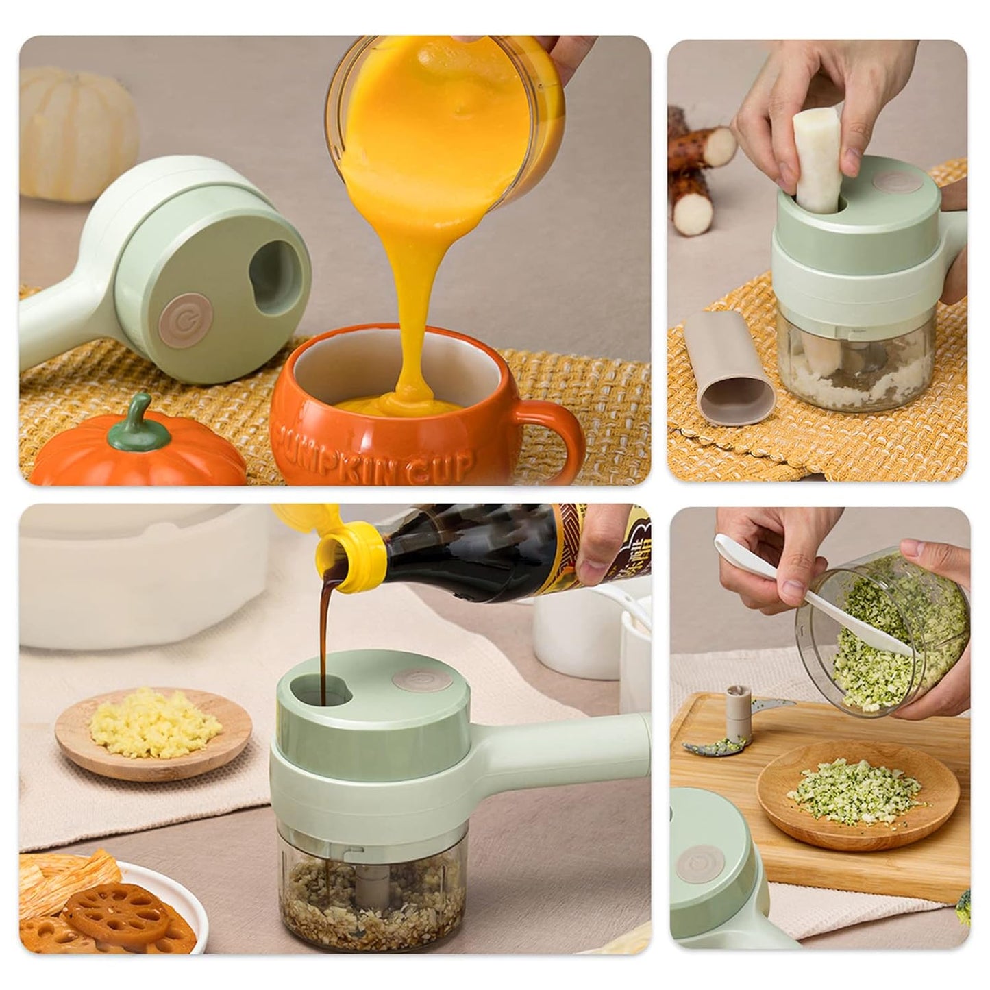 4-in-1 Electric Vegetable Cutter Rechargeable